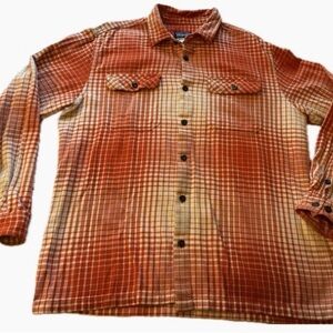 Patagonia Orange and White Plaid Shirt